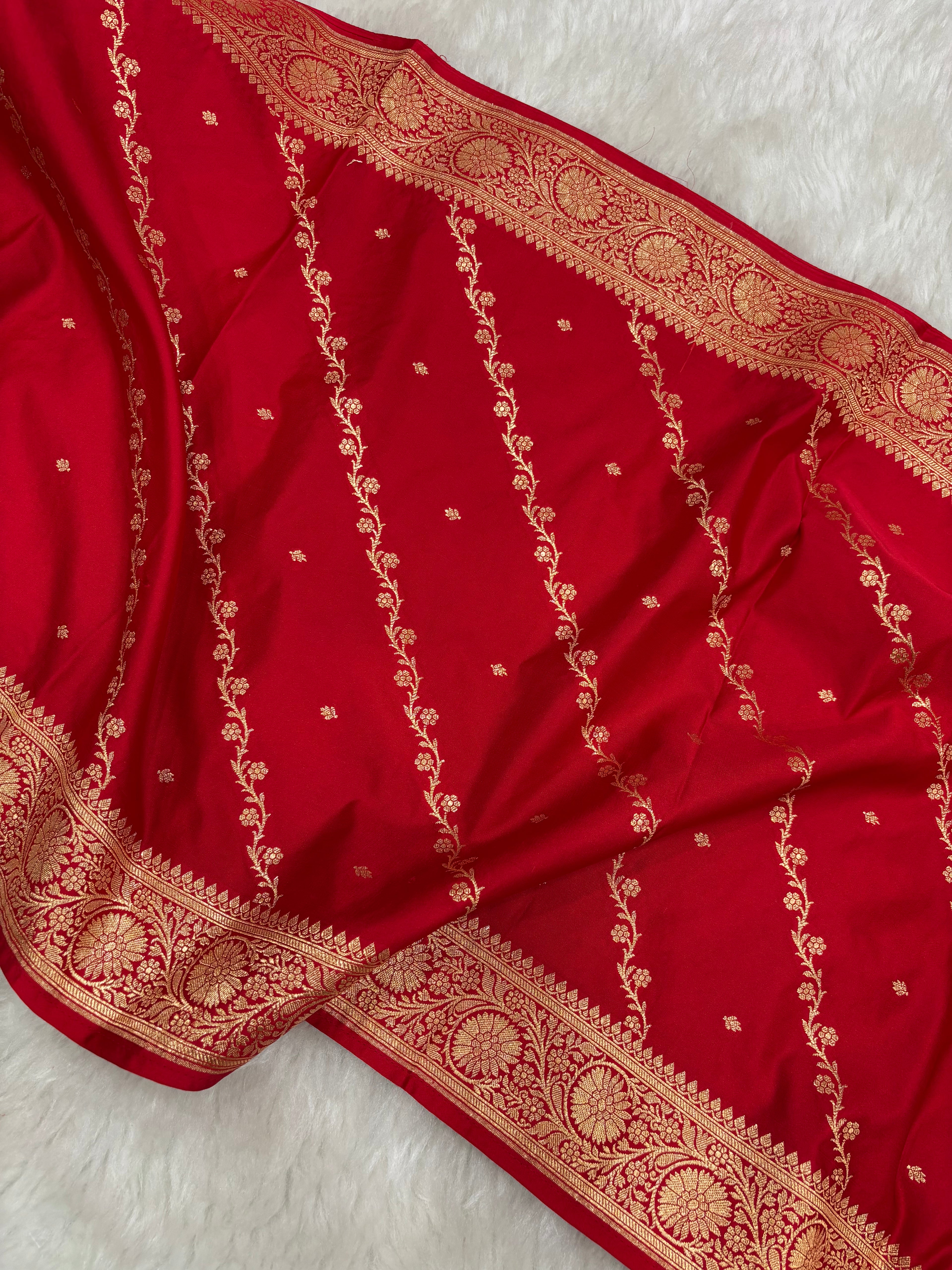 Red Satin Katan Silk Cross Stole