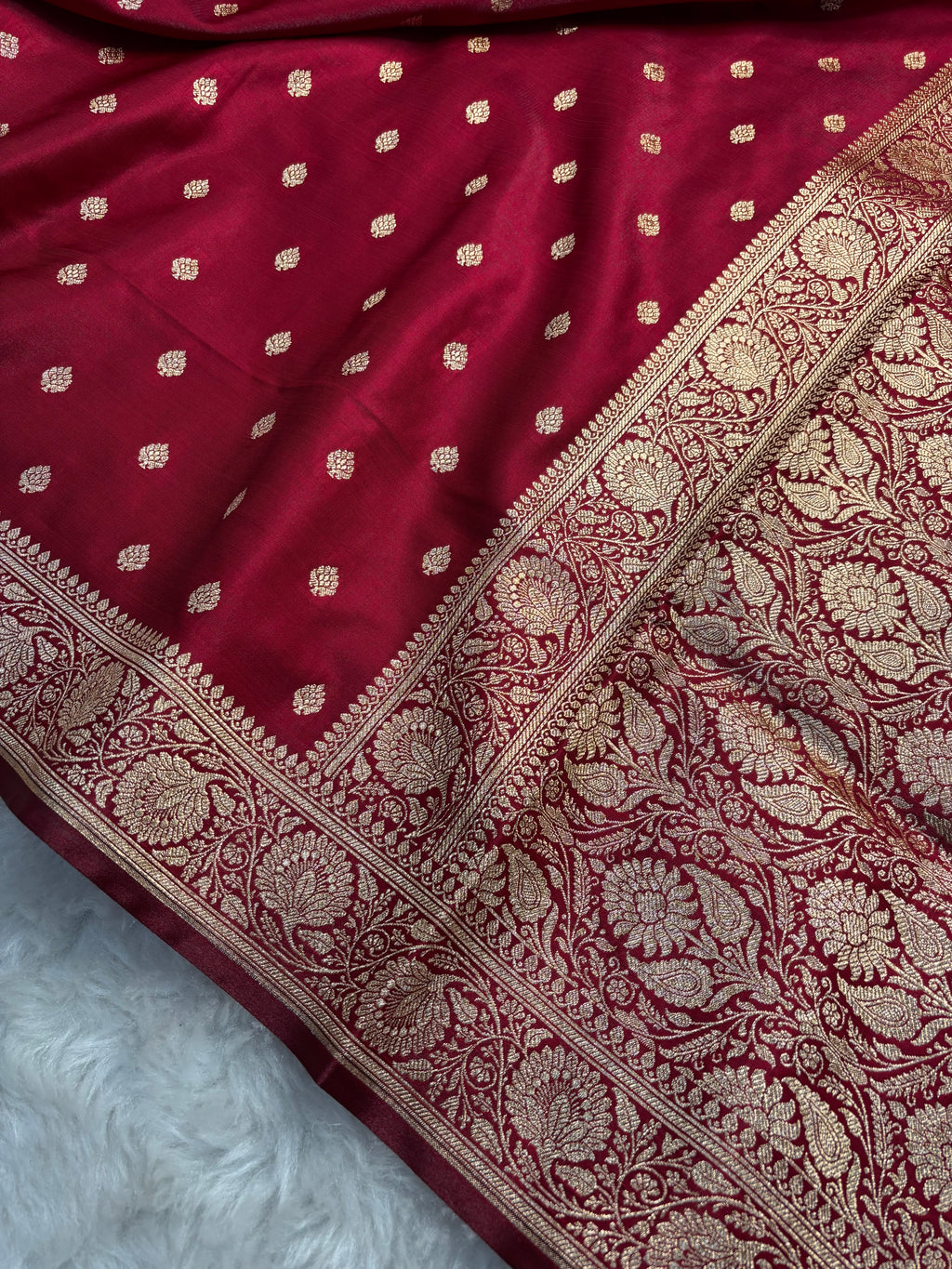 Maroon Satin Silk Saree SS01