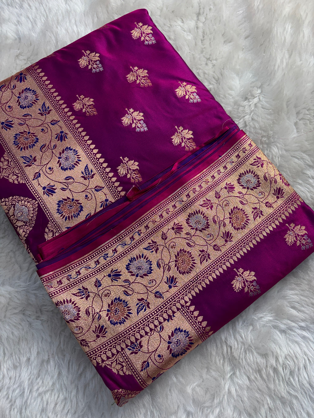 Magenta Satin Katan Silk Meena Buti Saree SK19