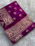 Magenta Satin Katan Silk Meena Buti Saree SK19
