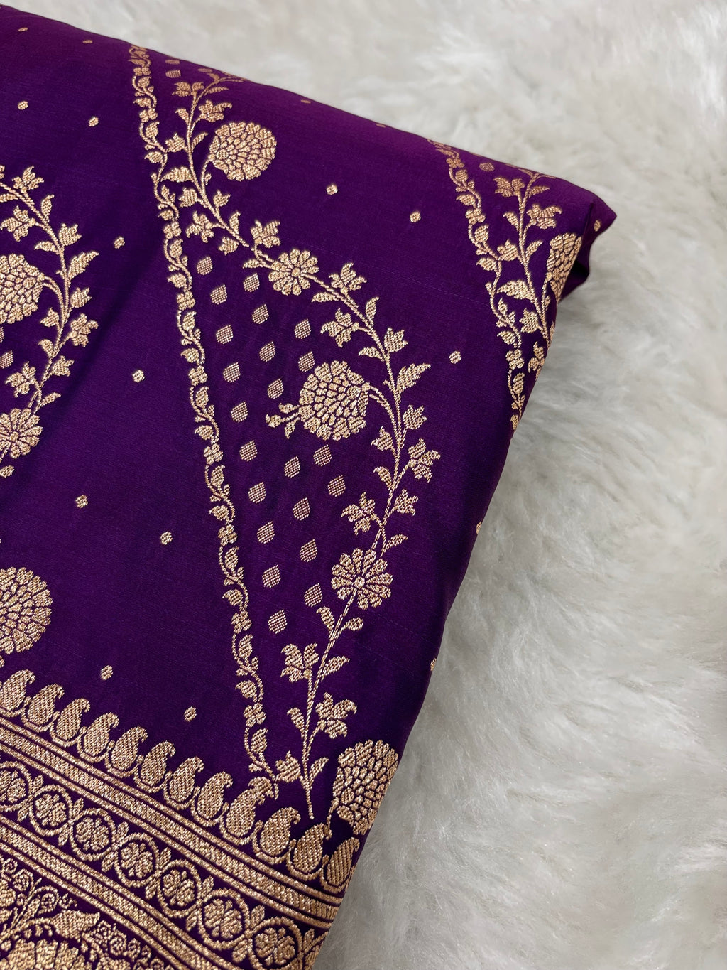 Purple Satin Katan Silk Cross Saree