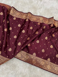 Chocolate Satin Katan Silk Stole