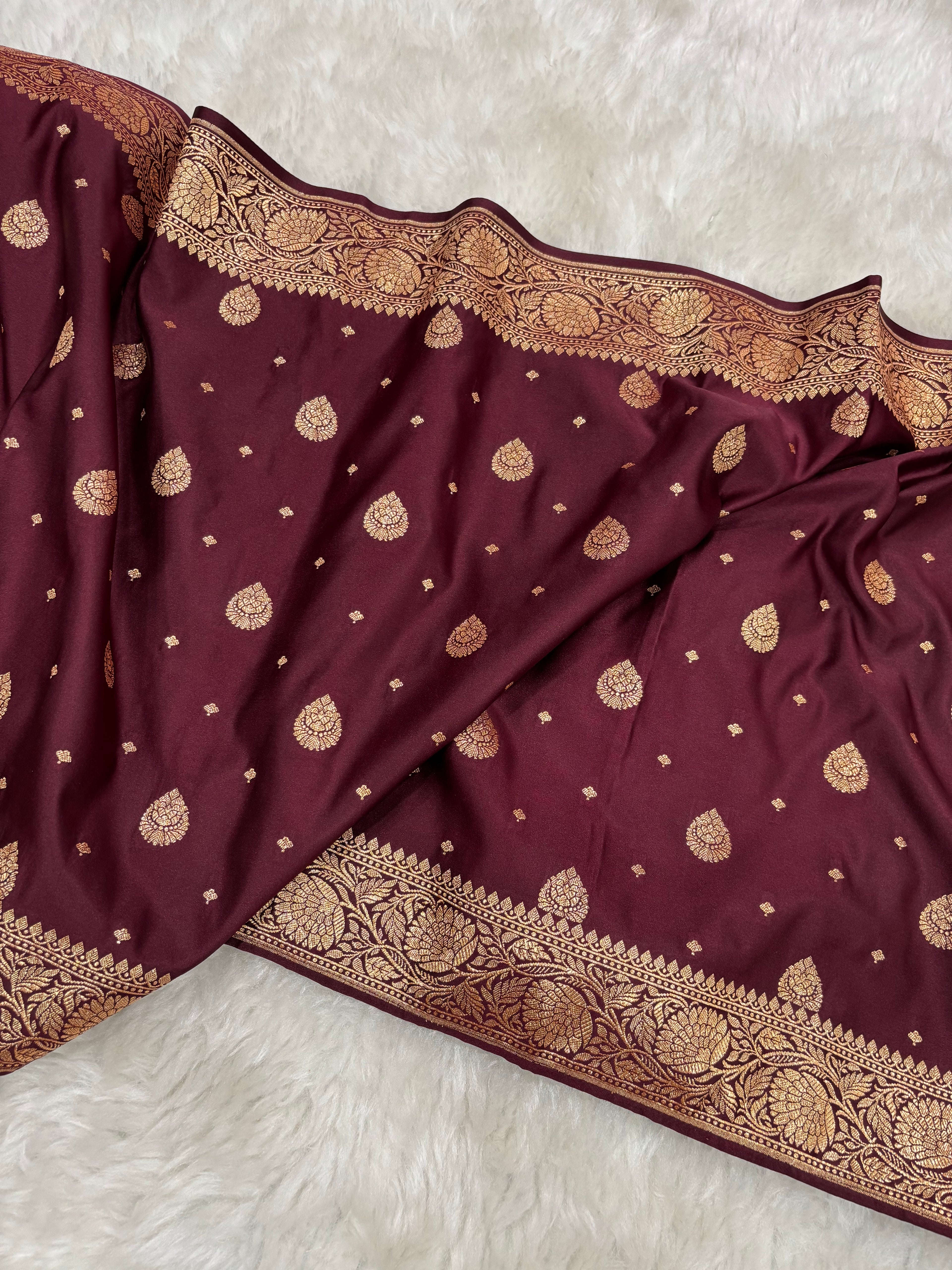 Chocolate Satin Katan Silk Stole