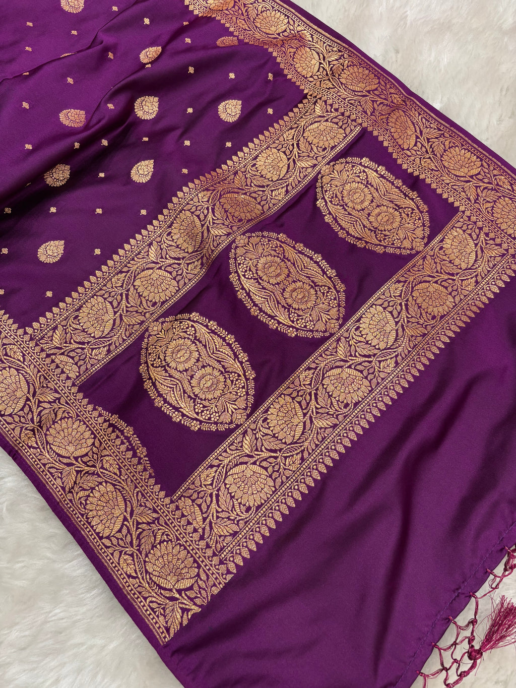Purple Satin Katan Silk Stole