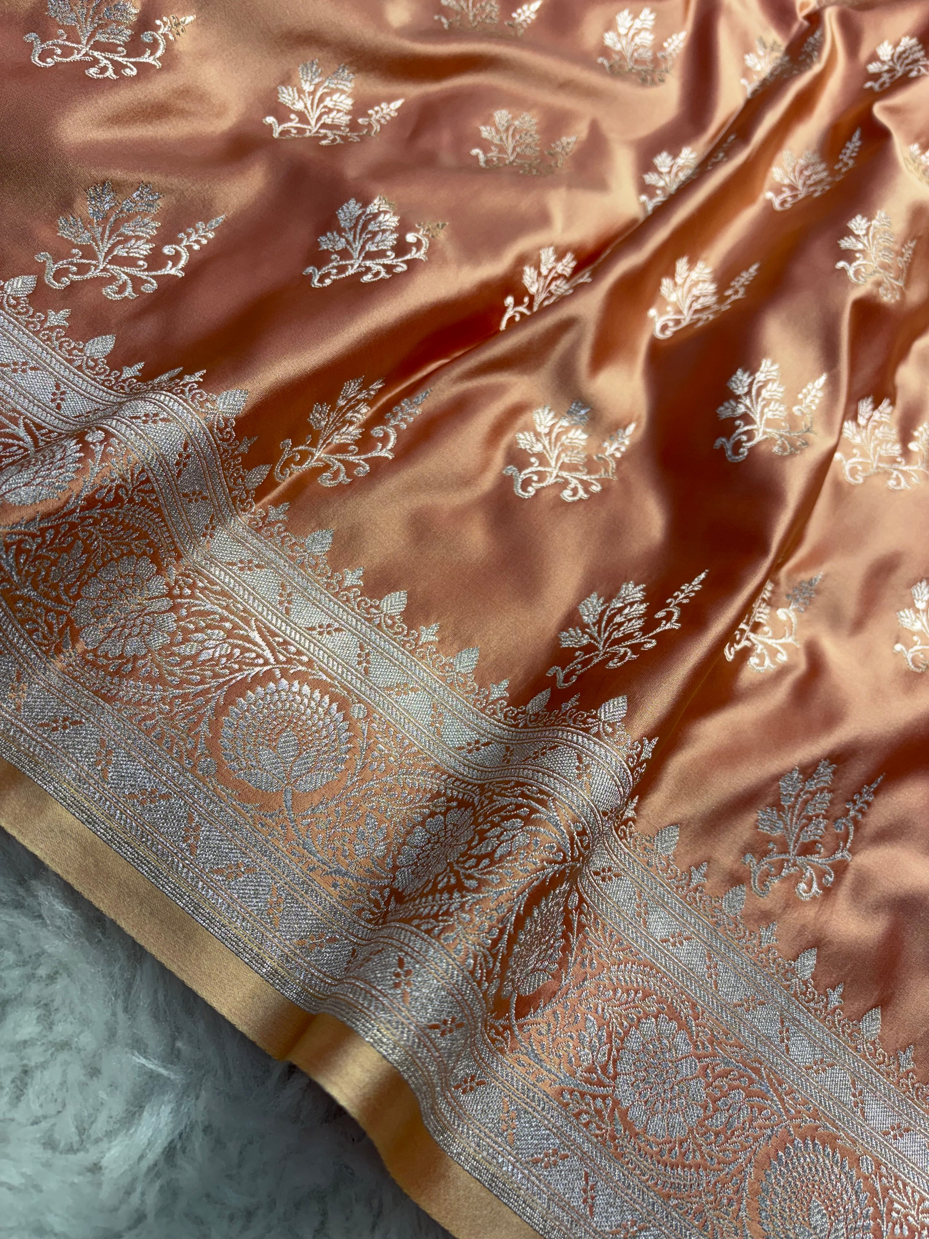 Peach Mashru Silk Saree MS01