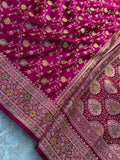 Rani Pink Satin Katan Silk Meena Jaal Saree SK05