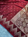 Maroon Satin Katan Silk Open Border Saree SK16