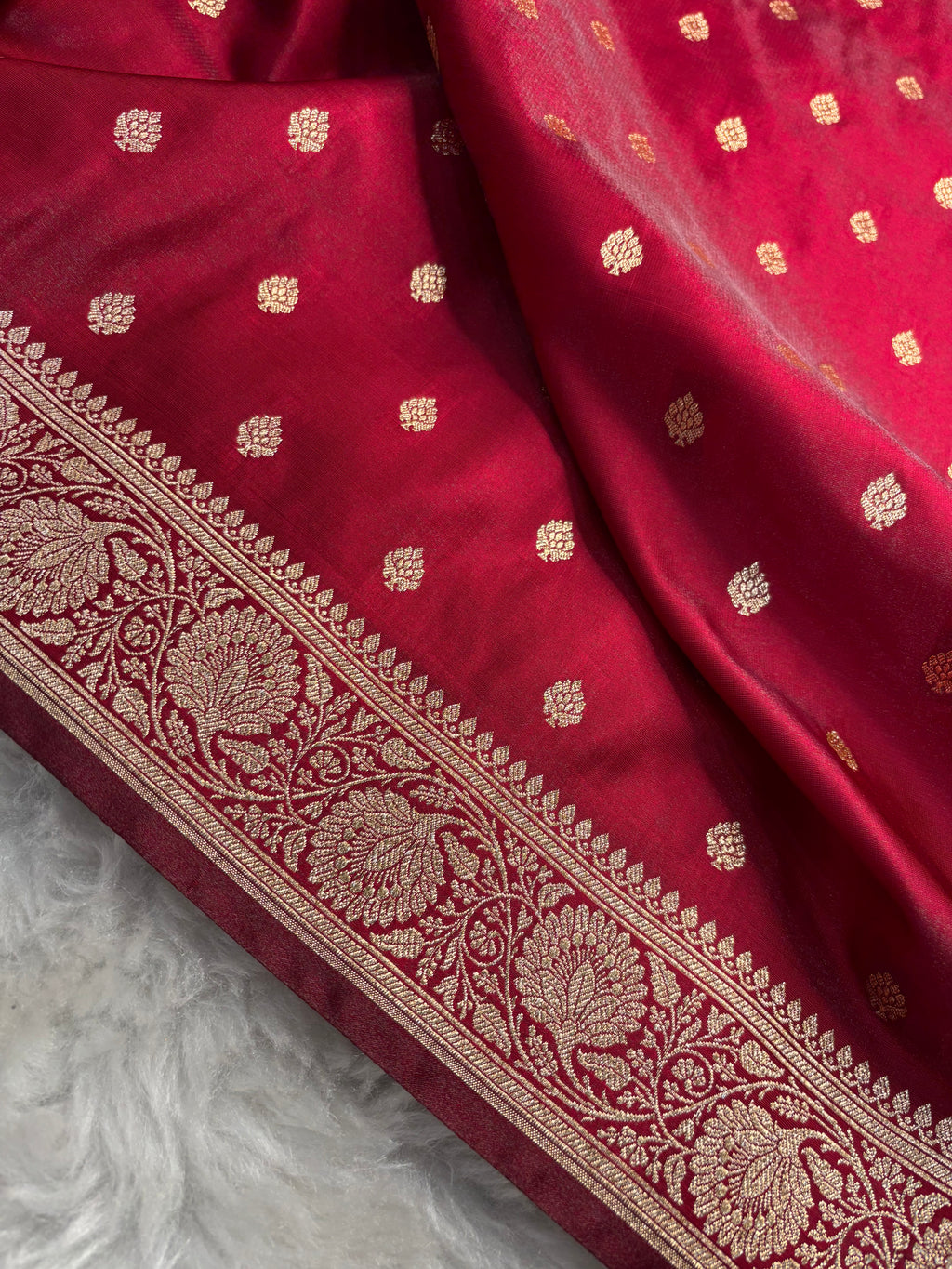 Maroon Satin Silk Saree SS01