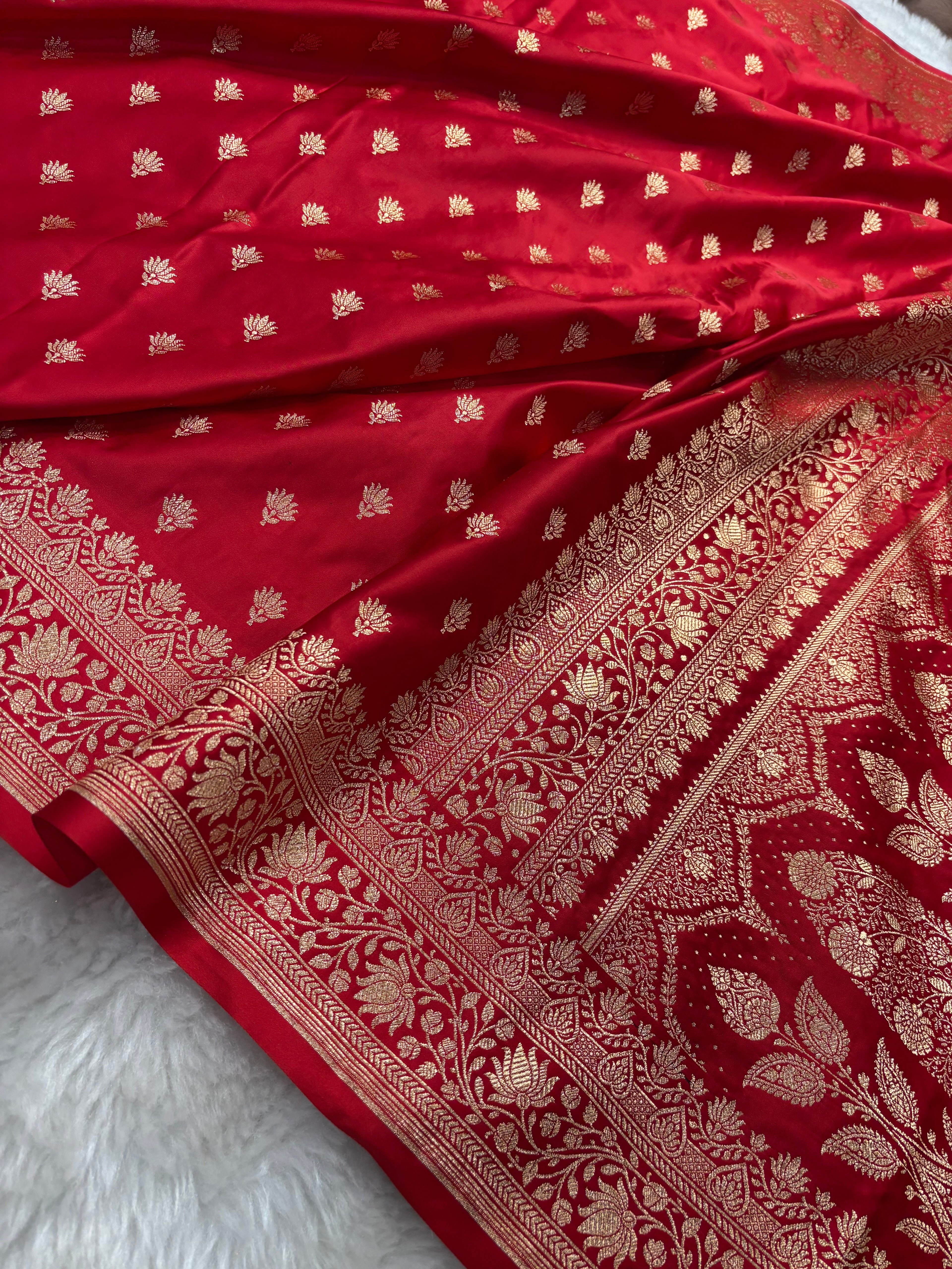 Red Satin Katan Silk Banarasi Saree SK03