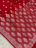 Red Mashru Silk Banarasi Saree with all over Motifs