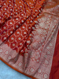 Rust Satin Katan Silk Jaal Dupatta