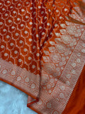 Orange Satin Katan Silk Jaal Dupatta