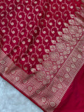 Red Satin Katan Silk Jaal Dupatta
