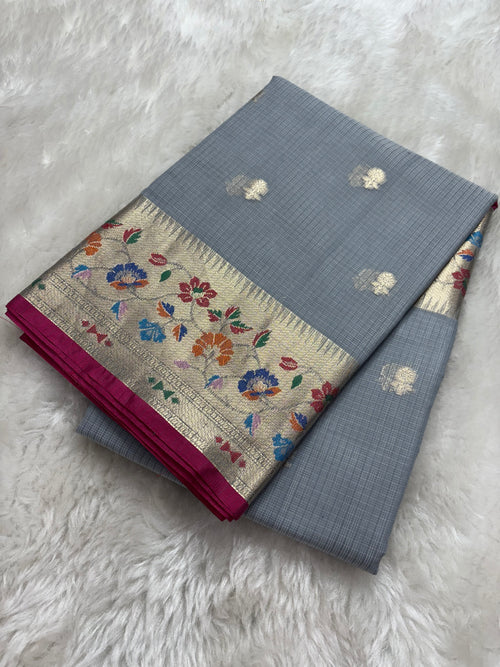 Alfi Cotton Meena Booti in Grey Colour