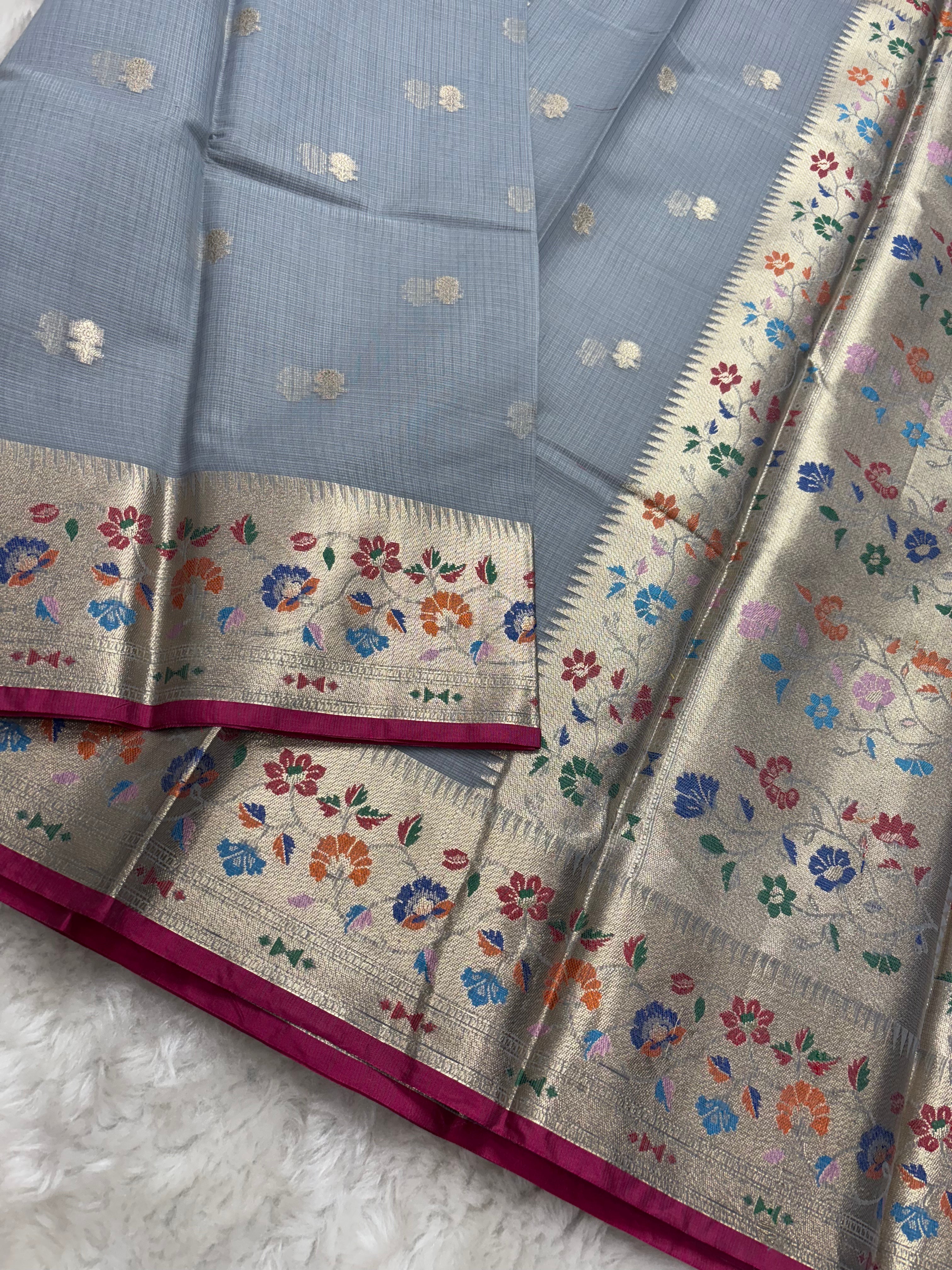 Alfi Cotton Meena Booti in Grey Colour