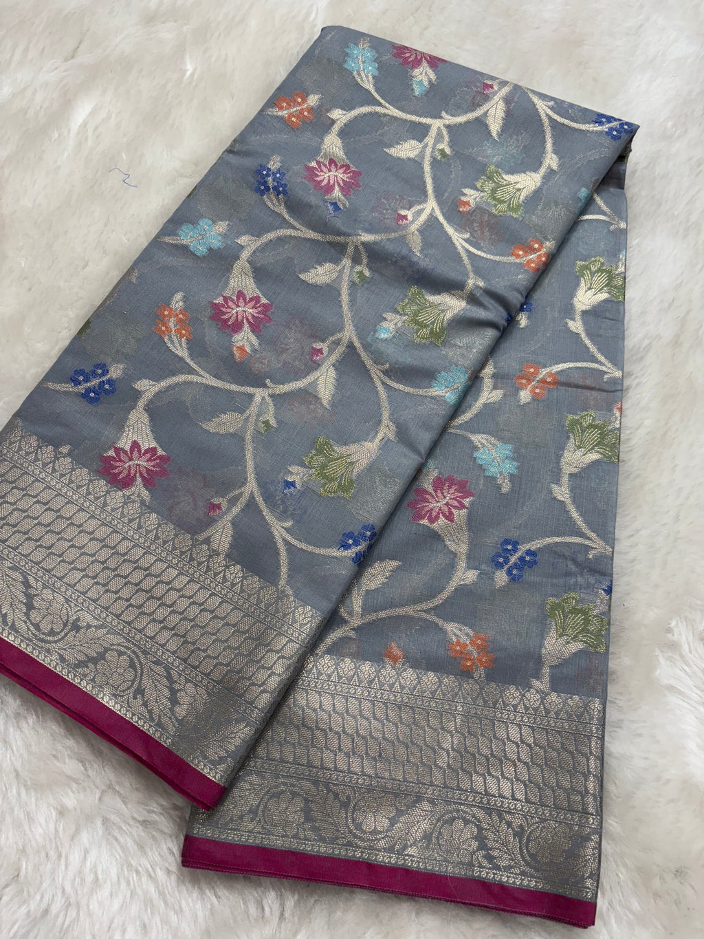 Alfi Cotton Meena Jaal in Grey Colour