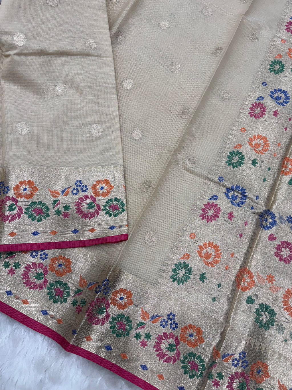 Alfi Cotton Meena Booti in Beige Colour