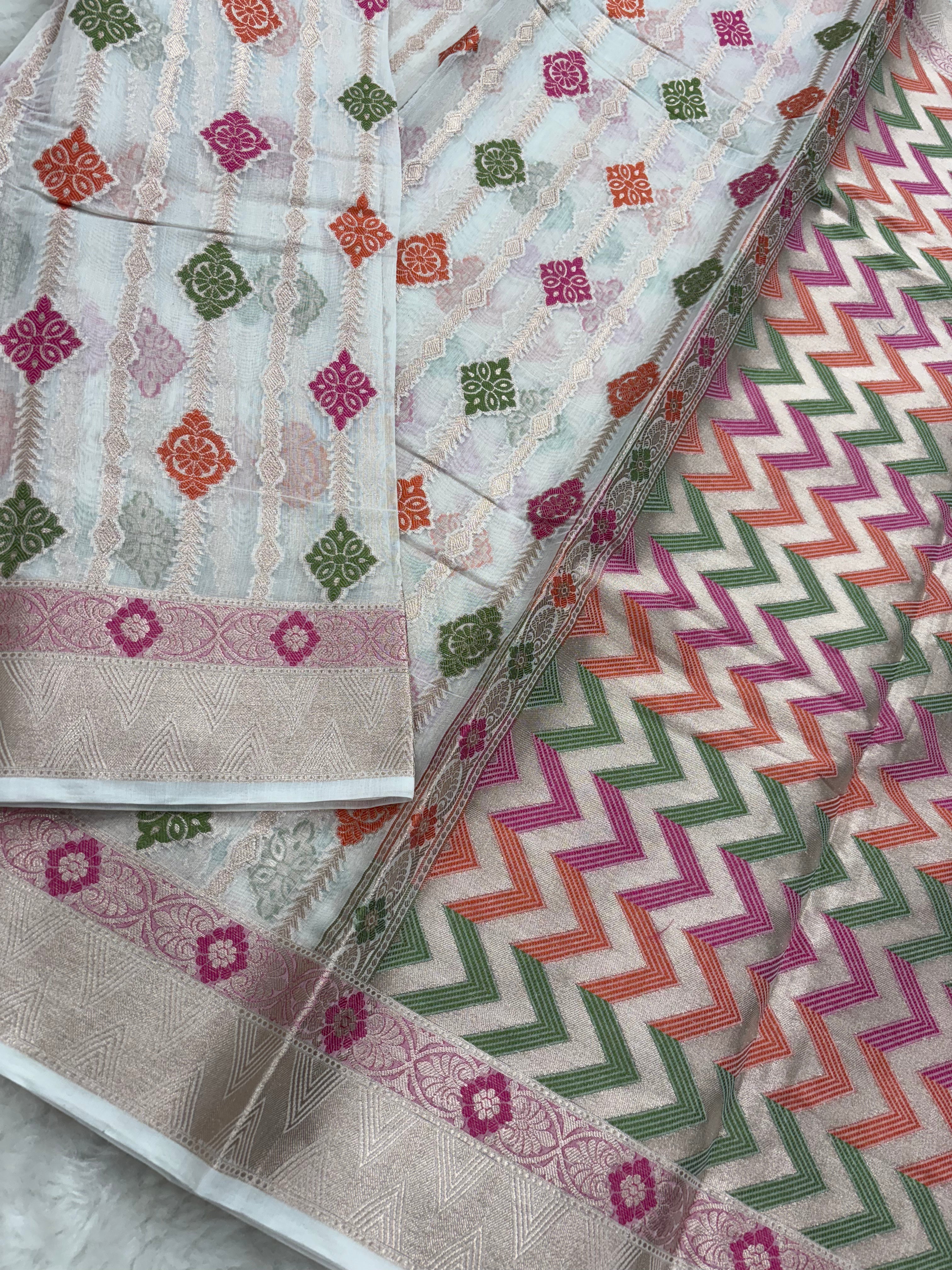 Alfi Cotton Meena Jaal in Off White Colour