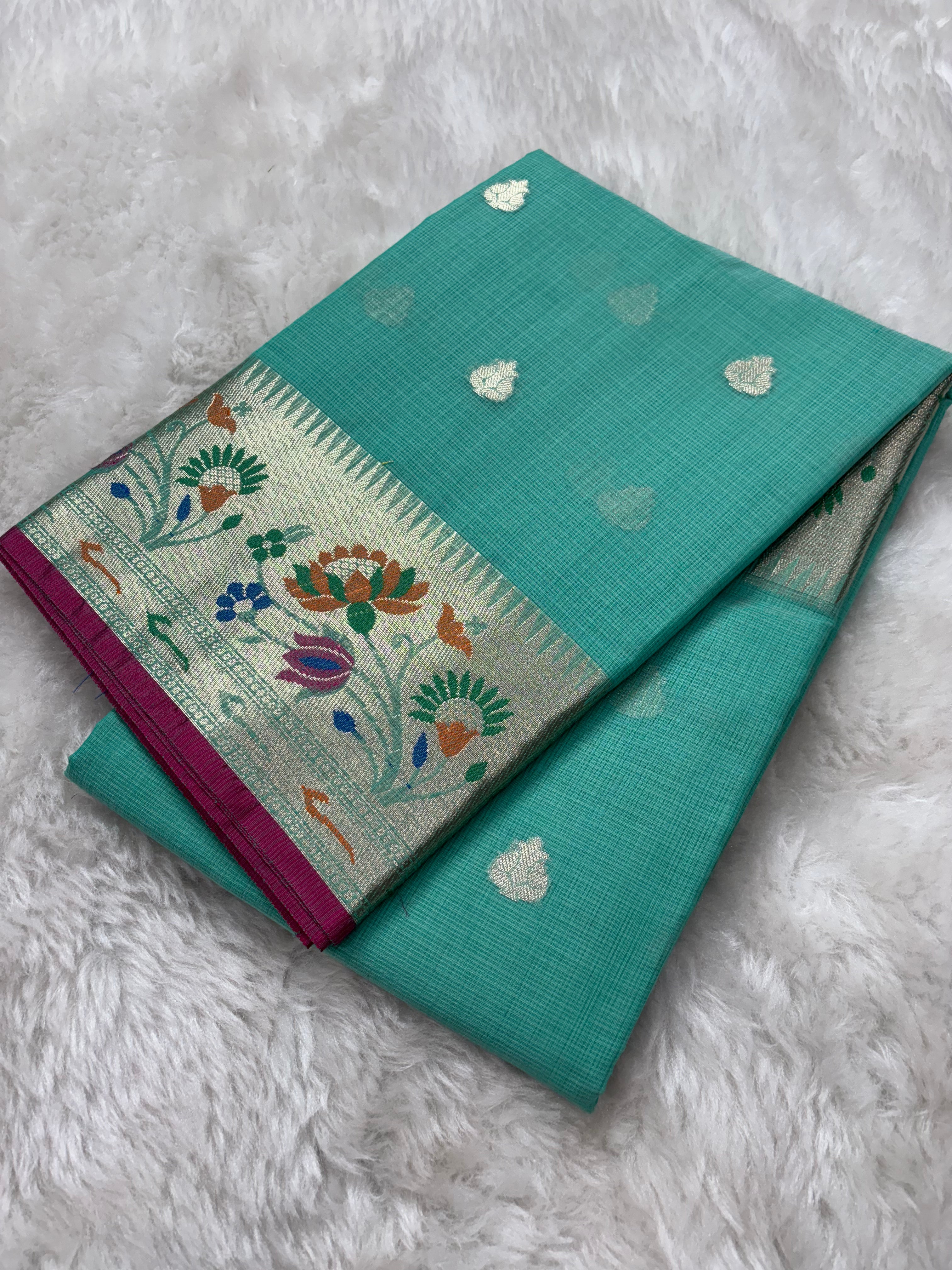 Alfi Cotton Meena Booti in Sapphire Colour