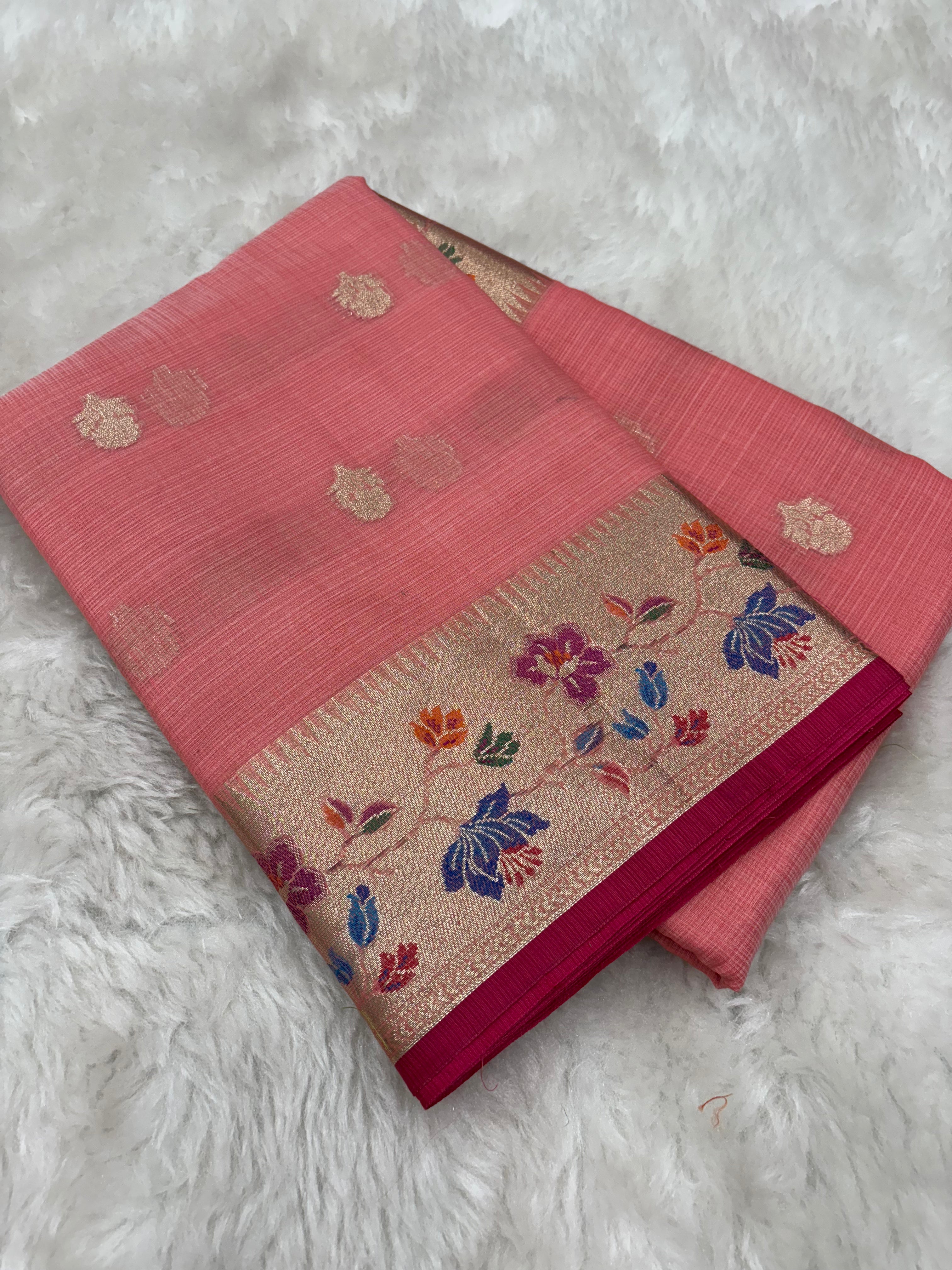 Alfi Cotton Meena Booti in Strawberry Colour