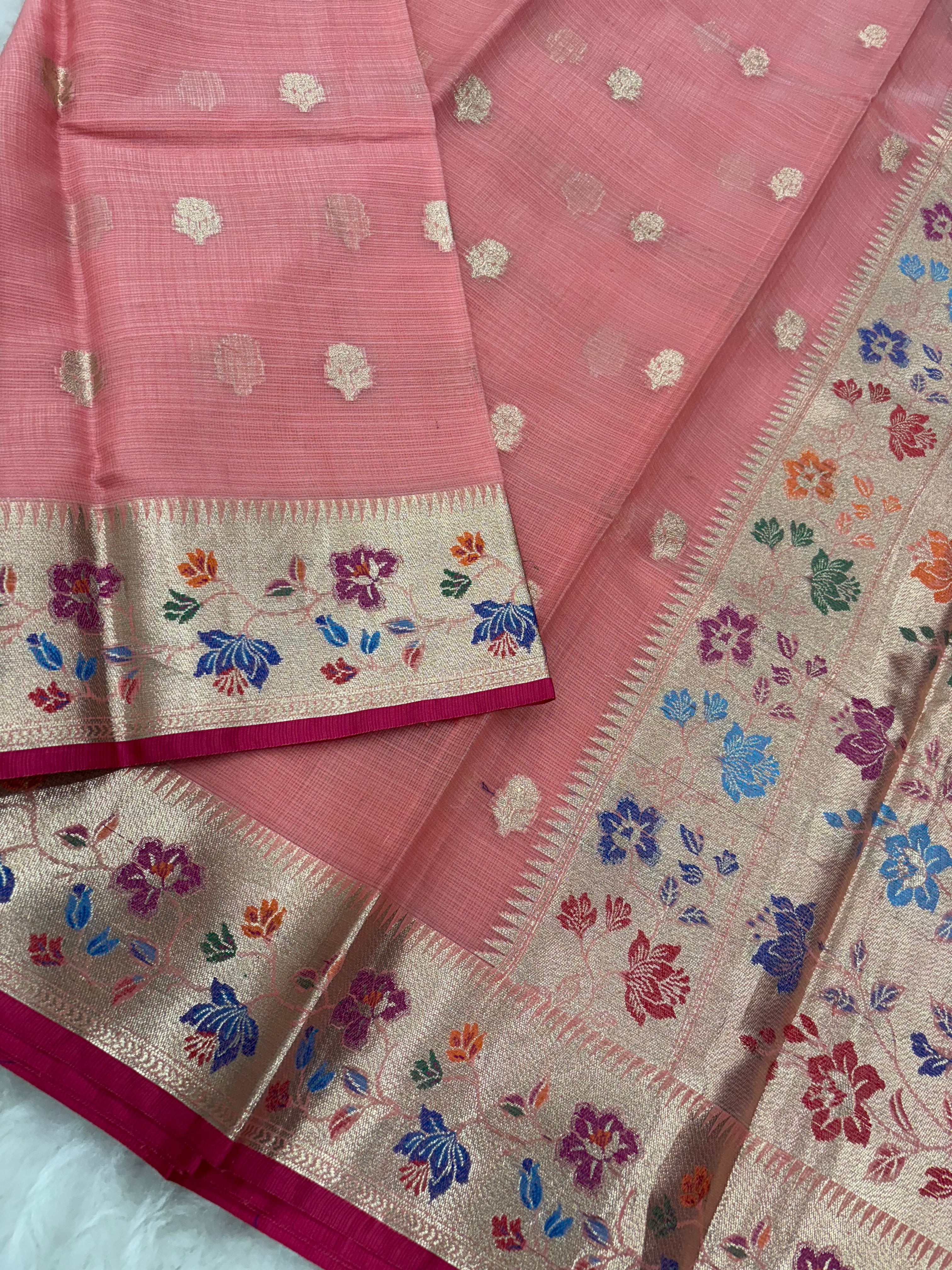 Alfi Cotton Meena Booti in Strawberry Colour