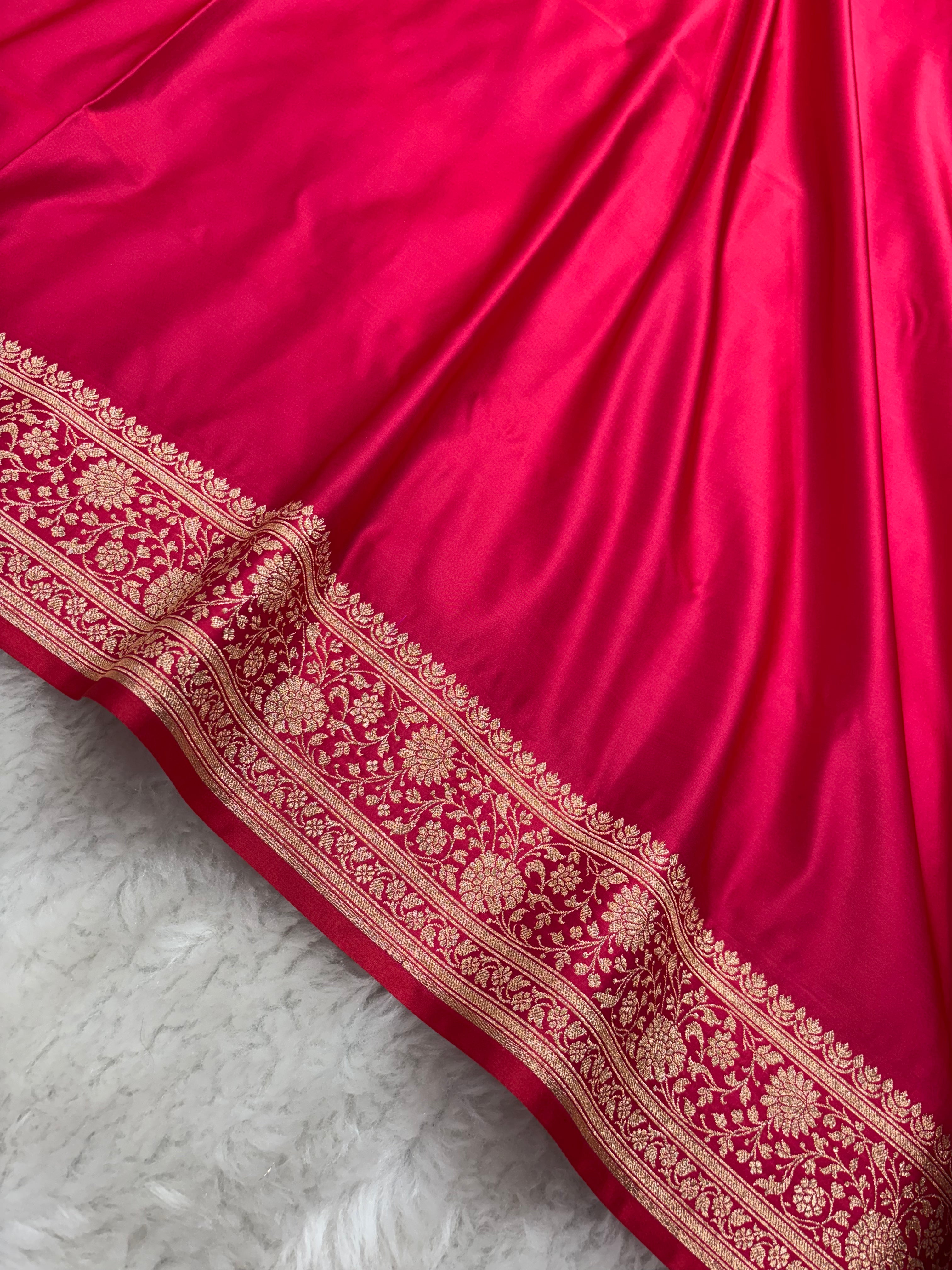 Plain Rani Satin Katan Silk Saree