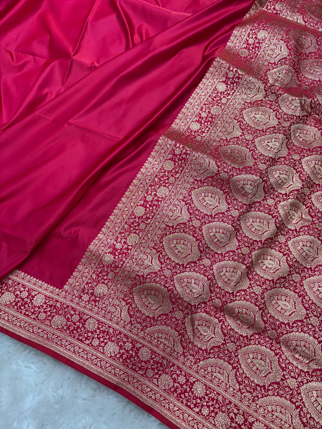 Plain Rani Satin Katan Silk Saree