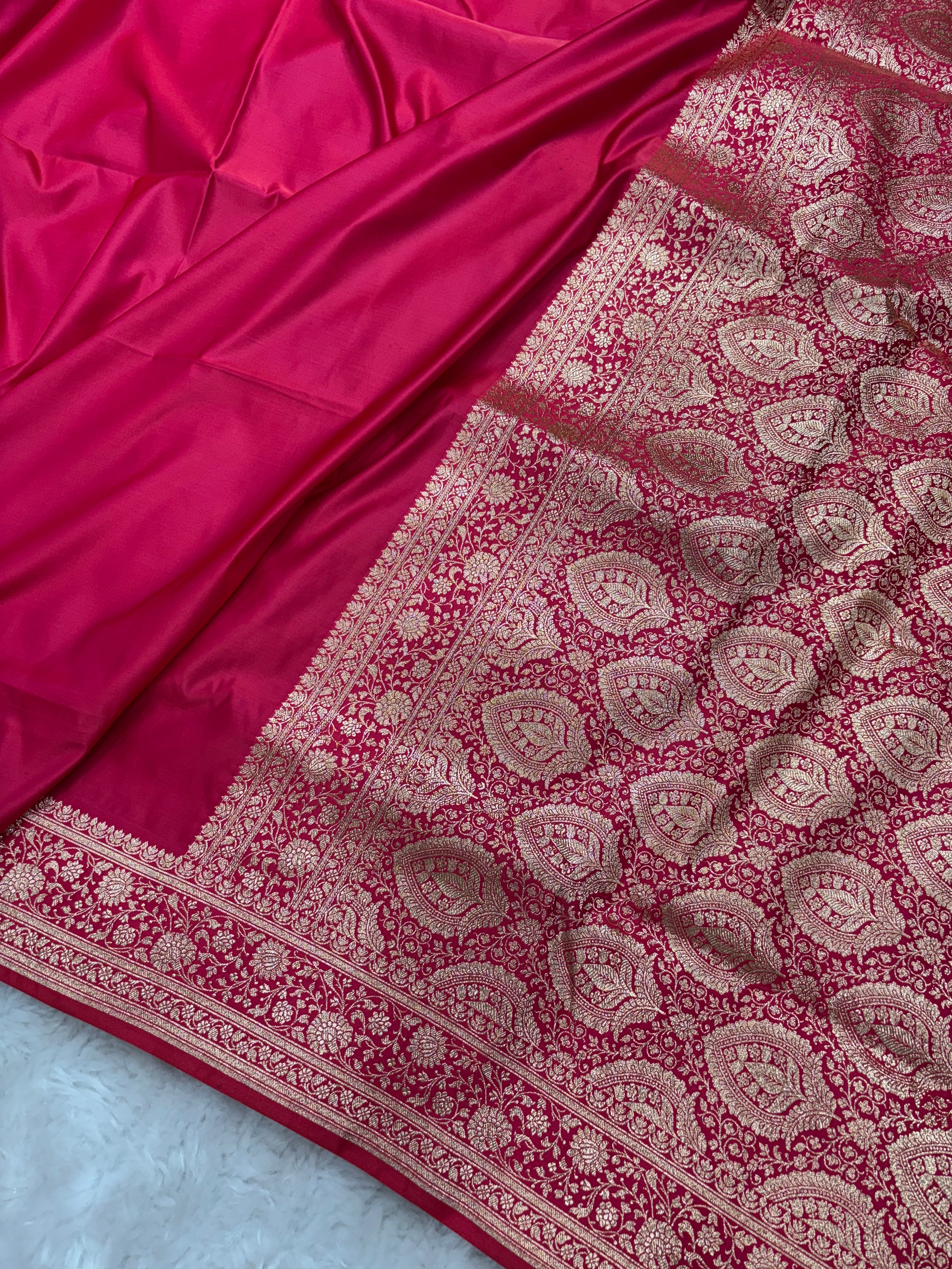 Plain Rani Satin Katan Silk Saree